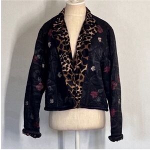Vintage Staley Gretzinger Leopard fleece lining Jacket blazer